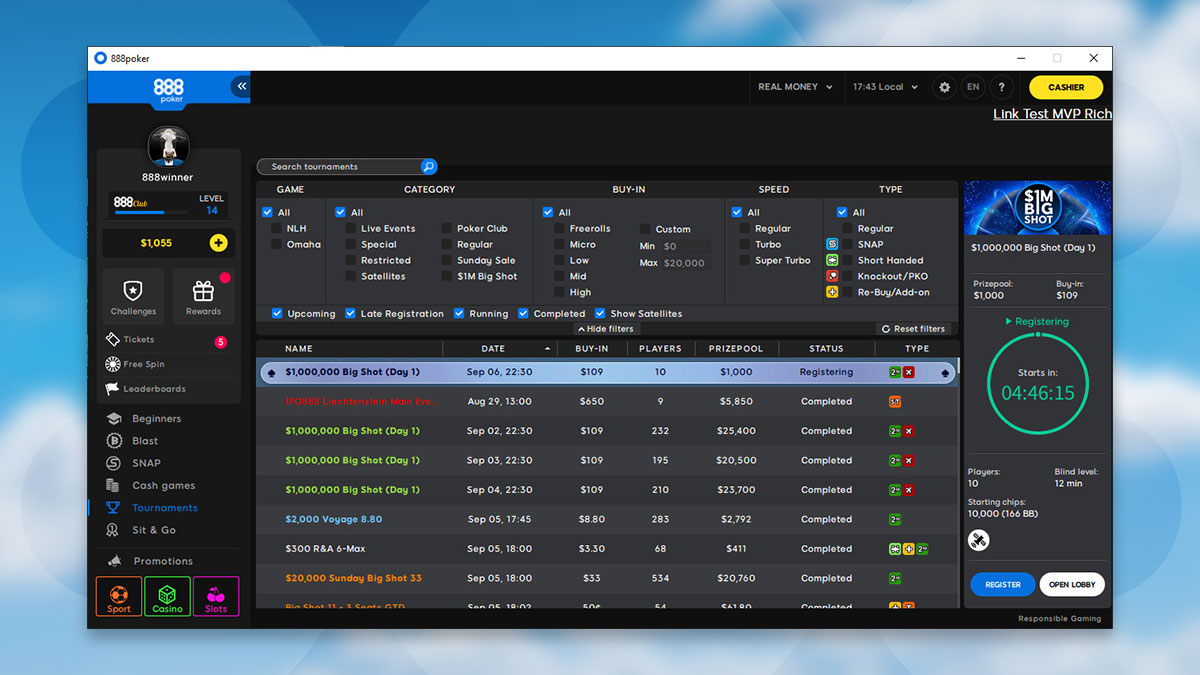 Enjoy playing online poker on your desktop at 888poker