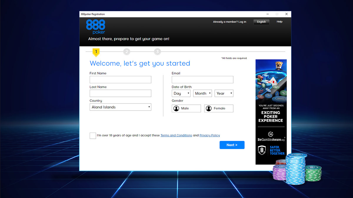 How to register and login to 888poker