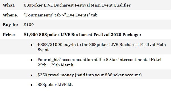 888poker LIVE Bucharest Package
