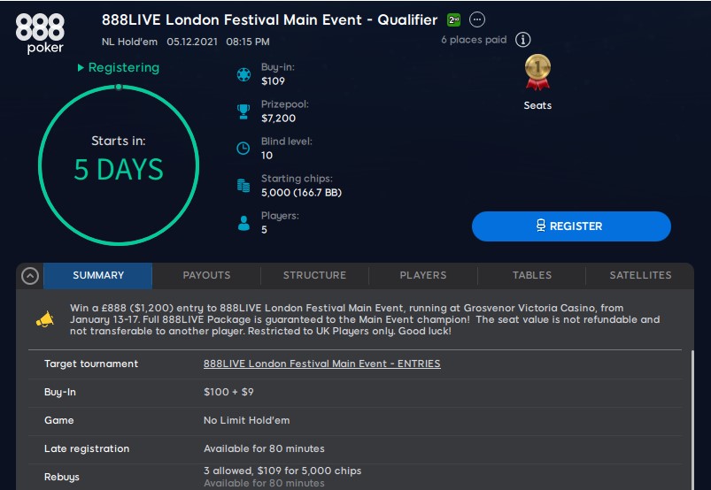 Register NOW for the Main Event Qualifier!