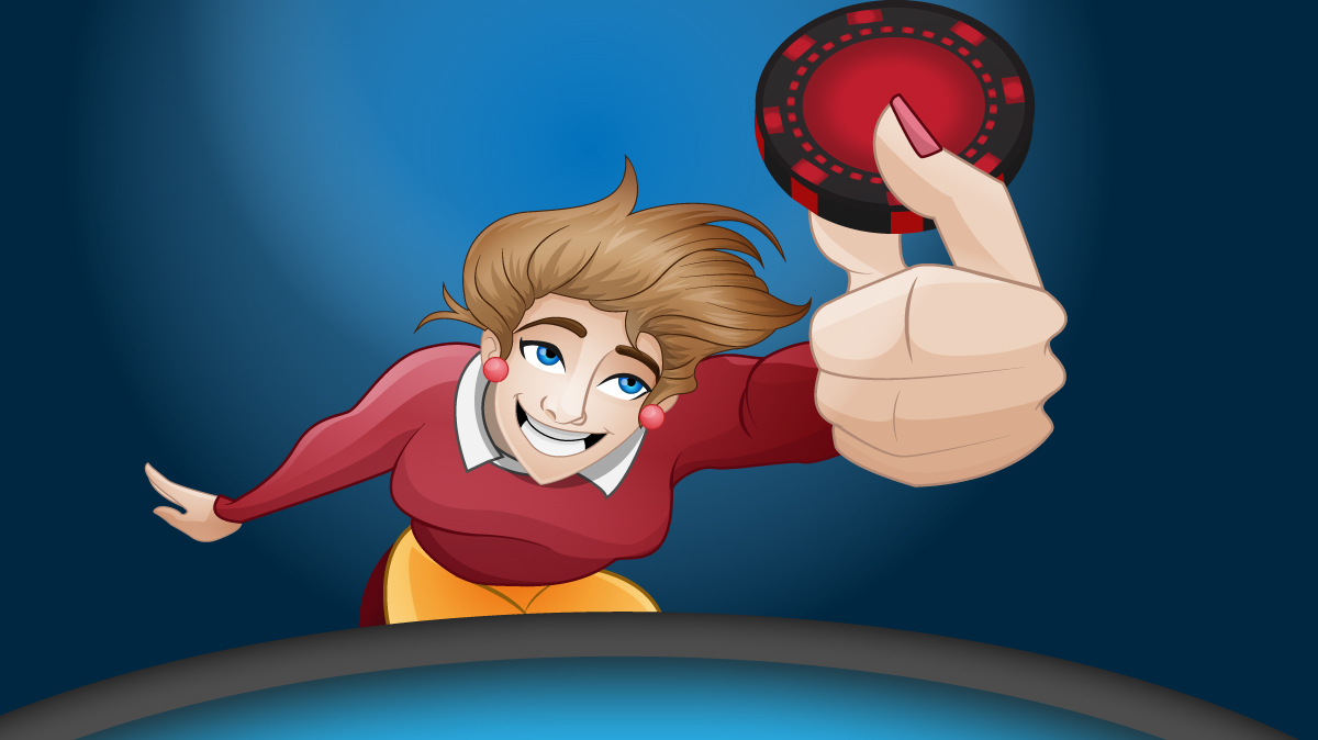 Poker player holding a chip