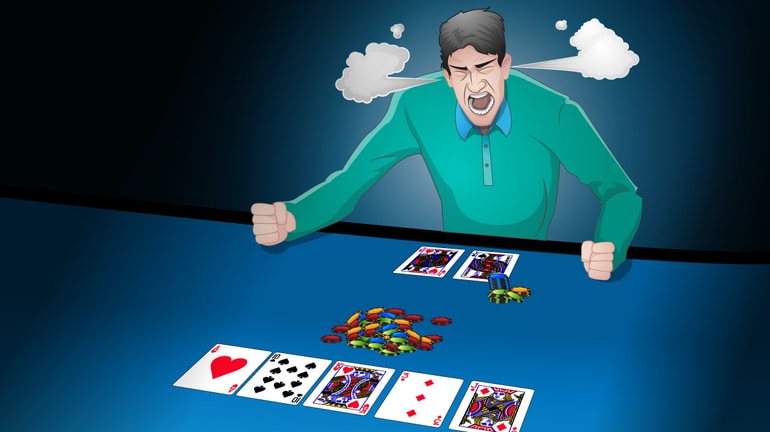 poker player with steam coming out of their ears