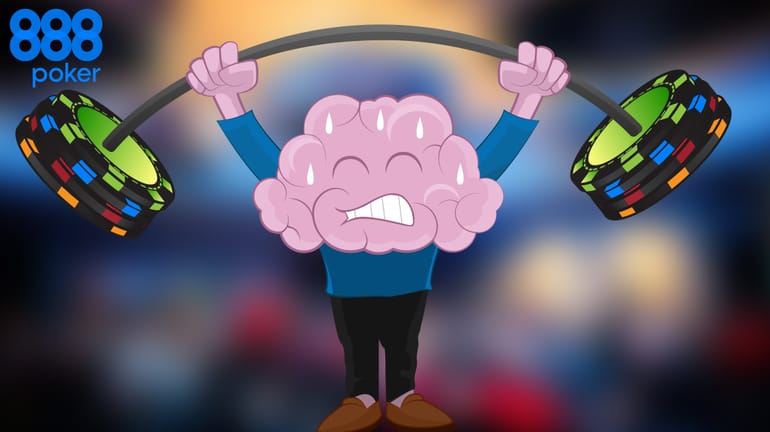 brain dressed like a poker player and lifting weights with poker chips on either end instead of chips
