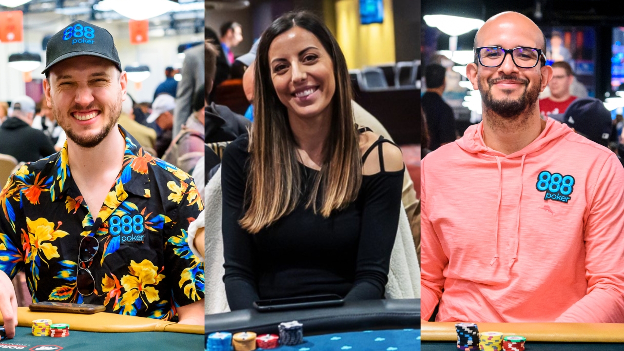 888poker ambassadors, Ian Simpson Lucia Navarro and Alexandre “Cavalito” Mantovani.