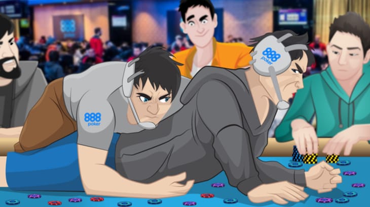 poker player having wrestling position on another poker player