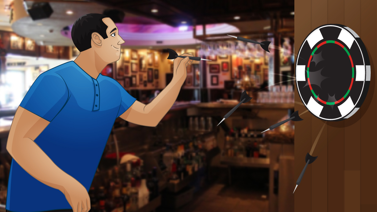 poker player throwing darts