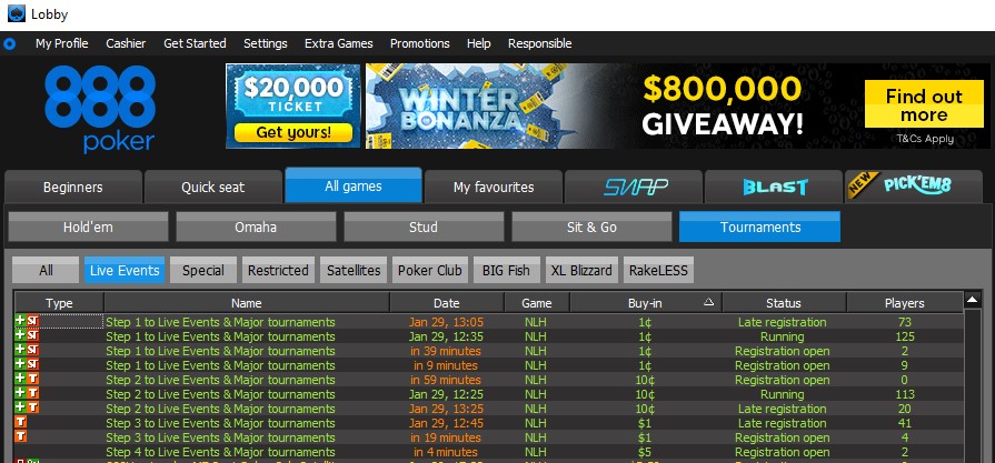 888poker LIVE Bucharest Festival Satellites