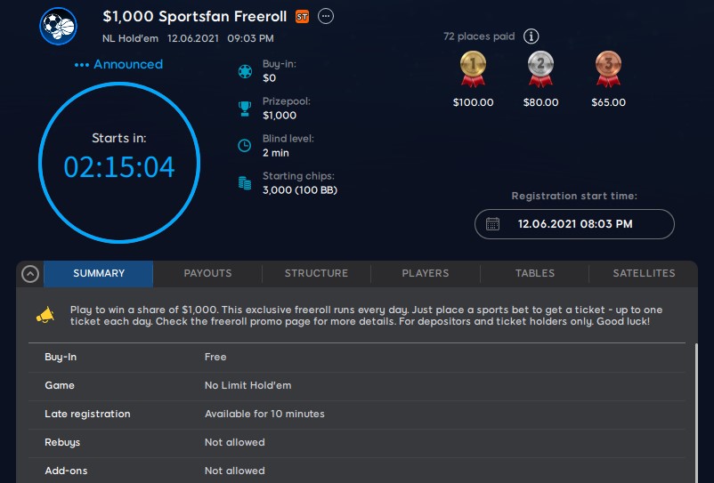 Special Freeroll for Sports Betting Fans