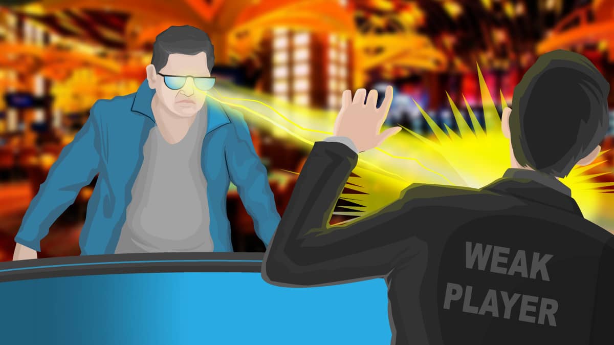 poker player sat at table with sunglasses