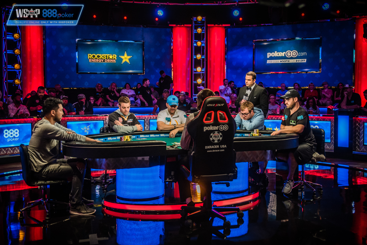 Six-way action at 2018 WSOP Main Event Table