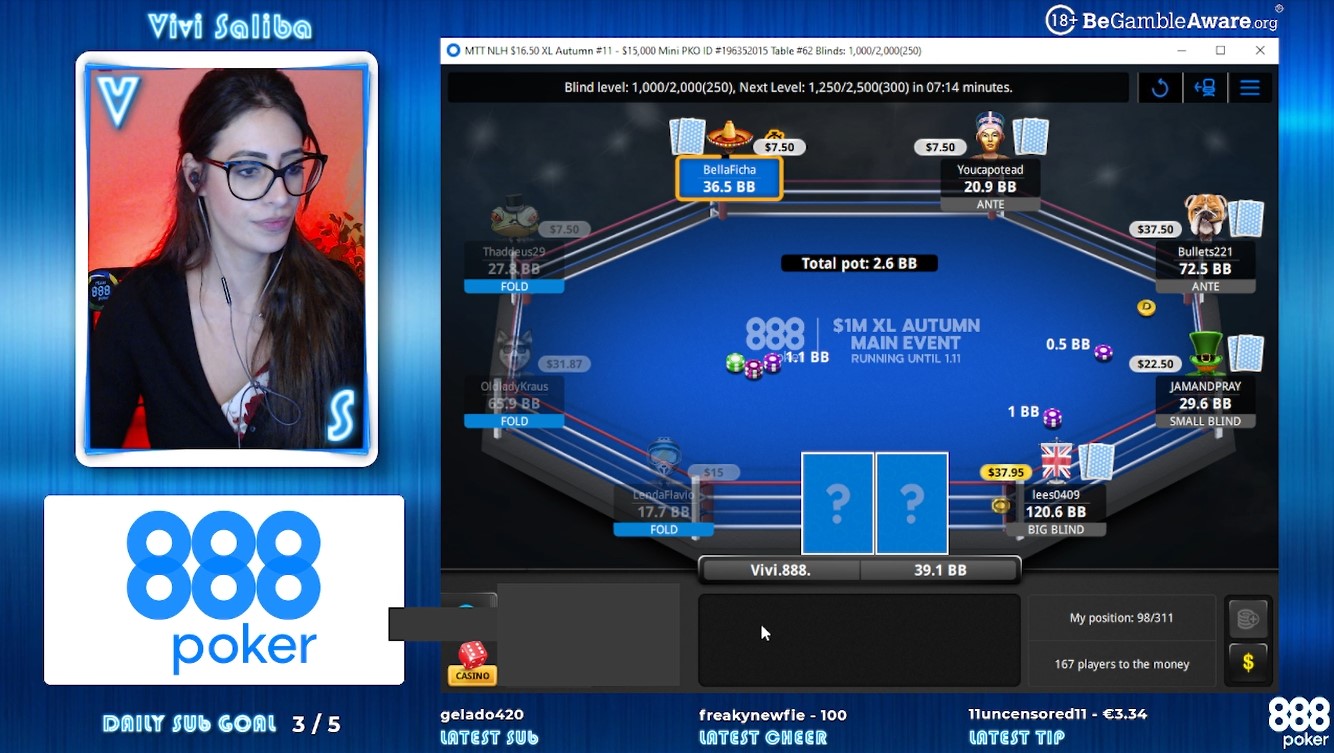 888poker Ambassador Vivi “Vivi.888.” Saliba (23rd - $840)