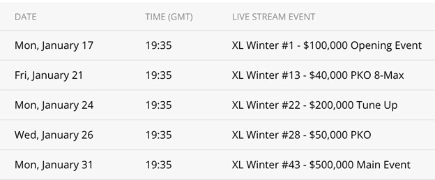 Tune into the XL Winter Live Streams