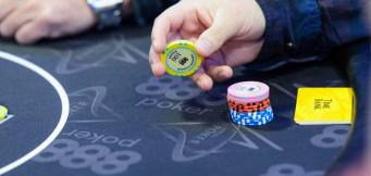 Crazy image of poker player with flip-top head and words I’M ALL-IN, RAISE, RE-RAISE