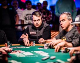 Poker player with several phrases coming out of his mouth