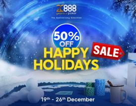 Celebrate at 888poker with up to 50% Off in our Happy Holidays Sale!