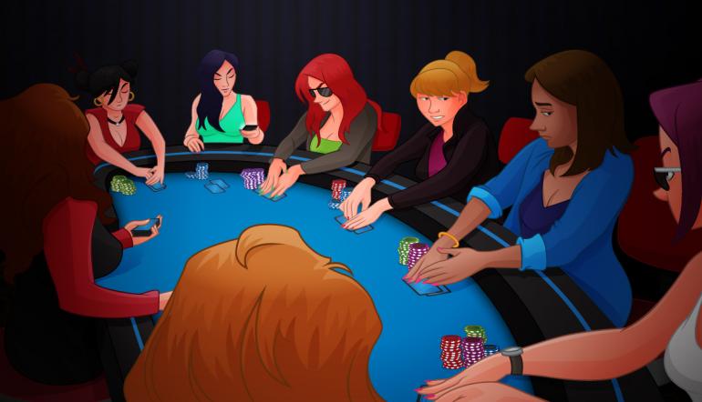 Ladies night playing poker