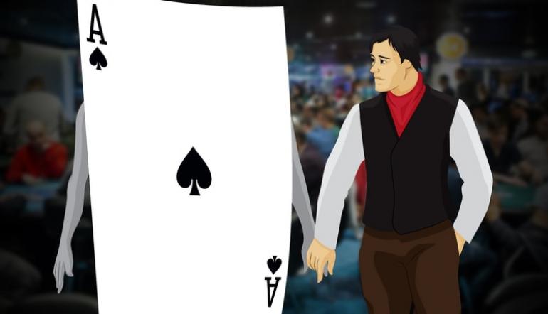 ACE holding hands with a poker player