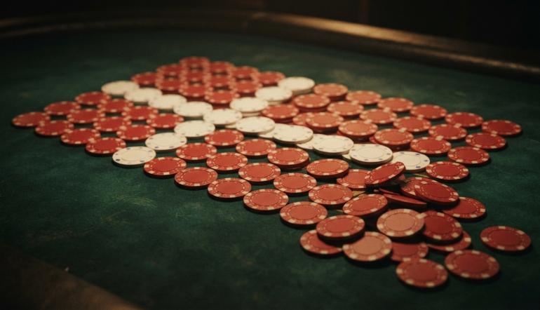 danish flag formed by poker chips