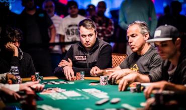 Poker player with several phrases coming out of his mouth