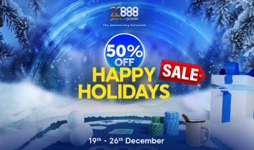 Celebrate at 888poker with up to 50% Off in our Happy Holidays Sale!